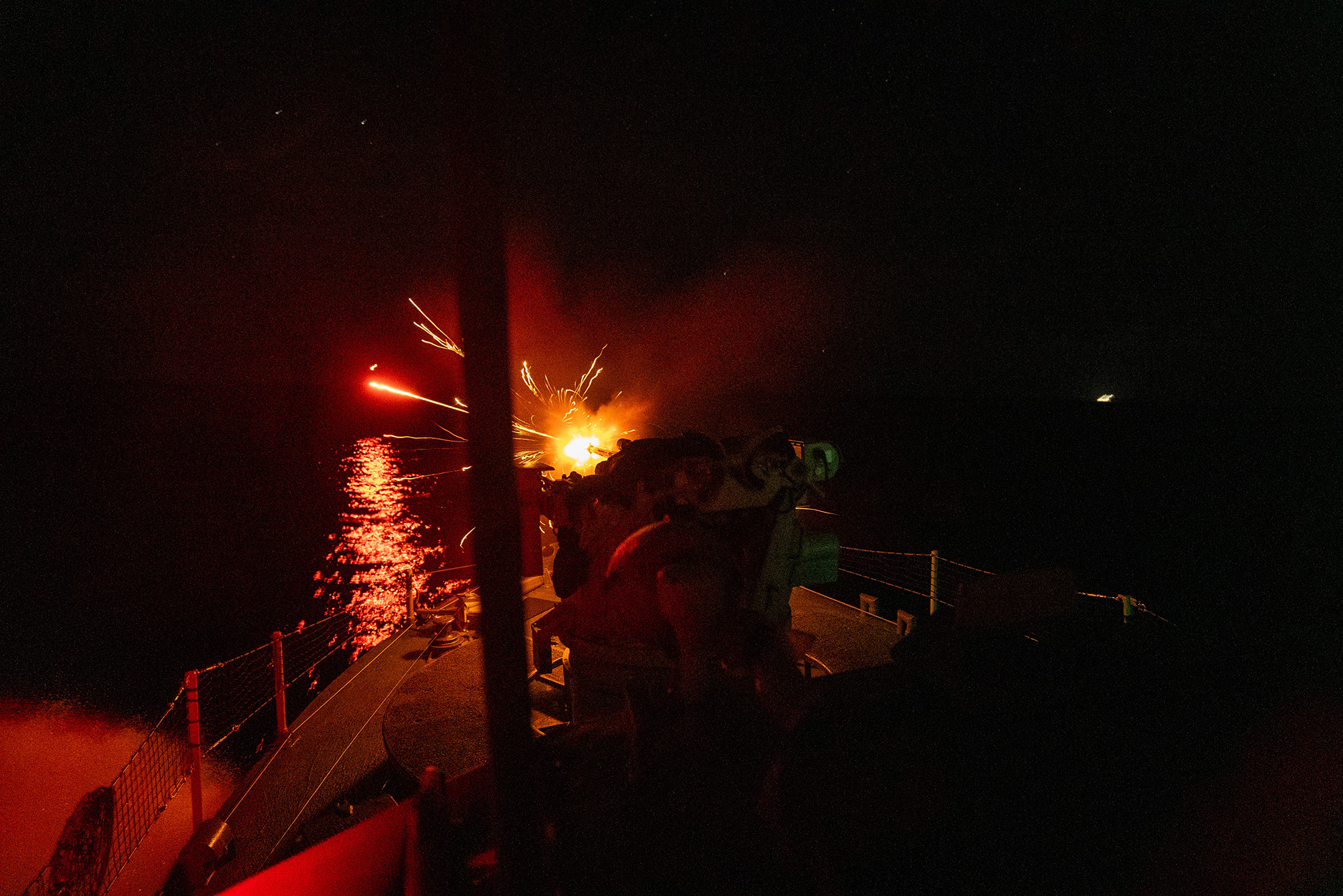 Shooting at the enemy in the night